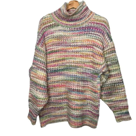 TOPSHOP Space Dye Chunky Turtleneck Multicolor Sweater - Picture 9 of 10